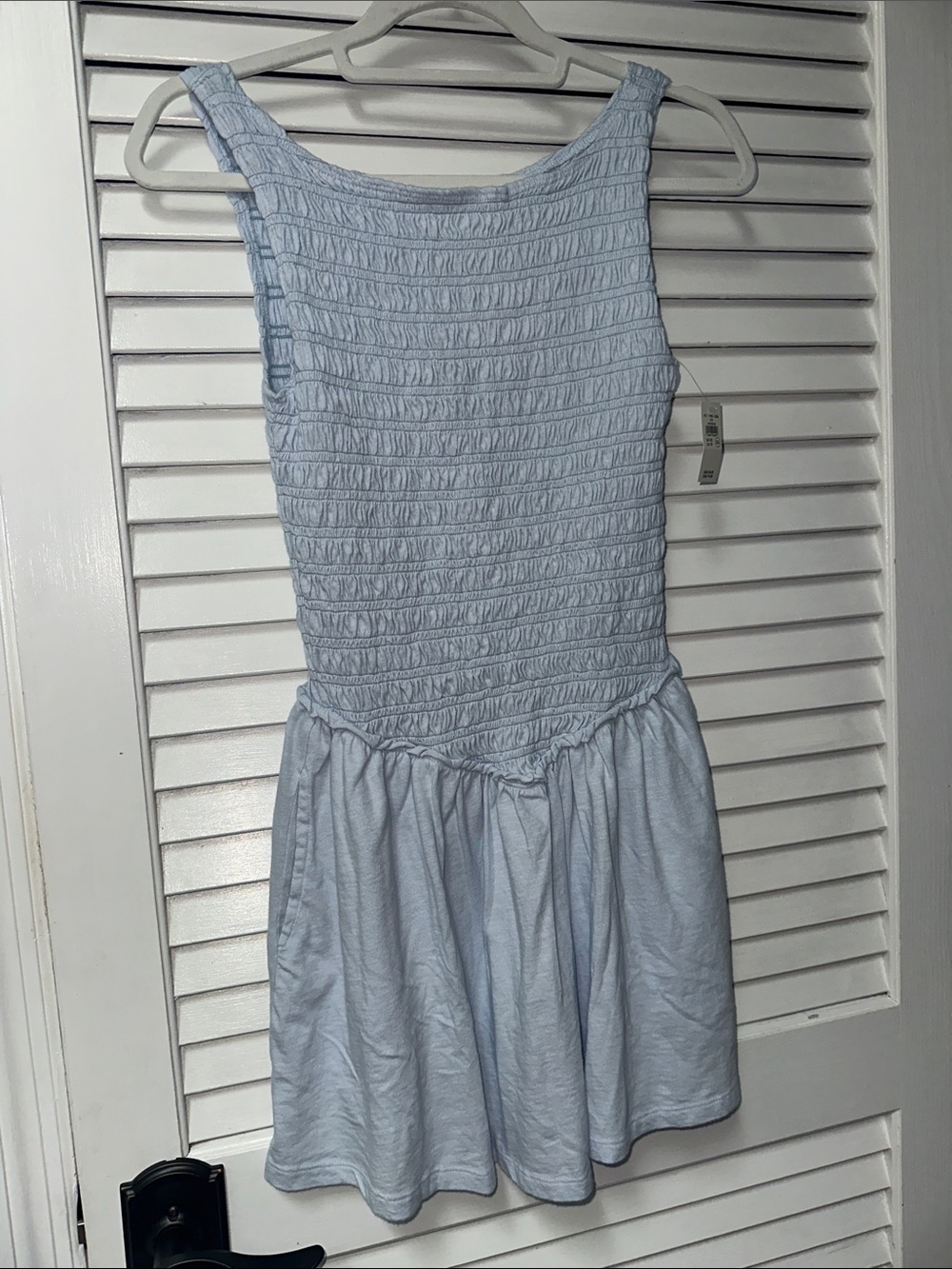 aerie Light Blue Smocked Tank Mini Dress